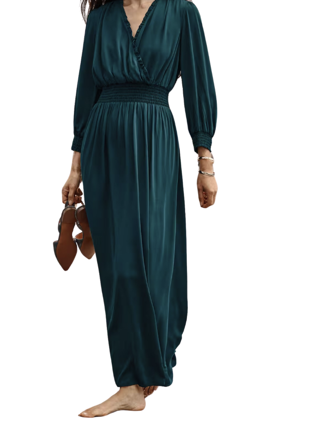 Smocked Sateen Dress